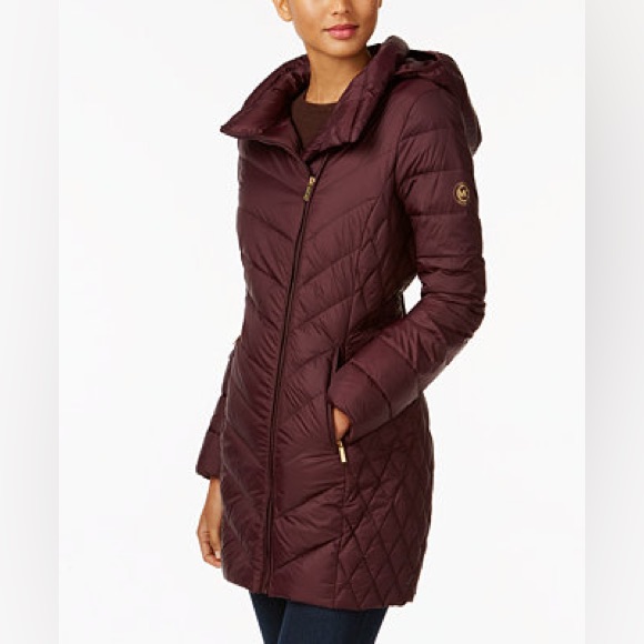 Michael Kors Asymmetrical Packable Down Puffer Coat Size Xl